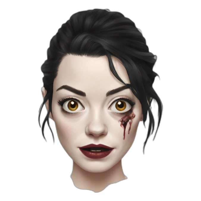 emma stone zombie black hair sticker