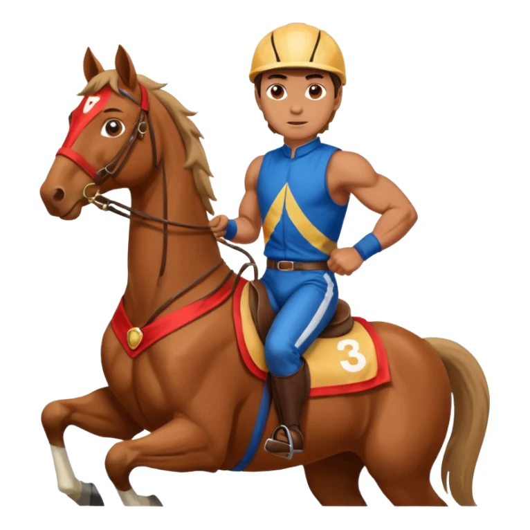 man riding horse wearing racing cloth sticker