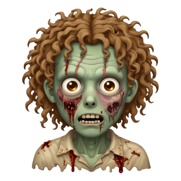 um zombie com cabelo cacheado meio castanho bagunçado  sticker