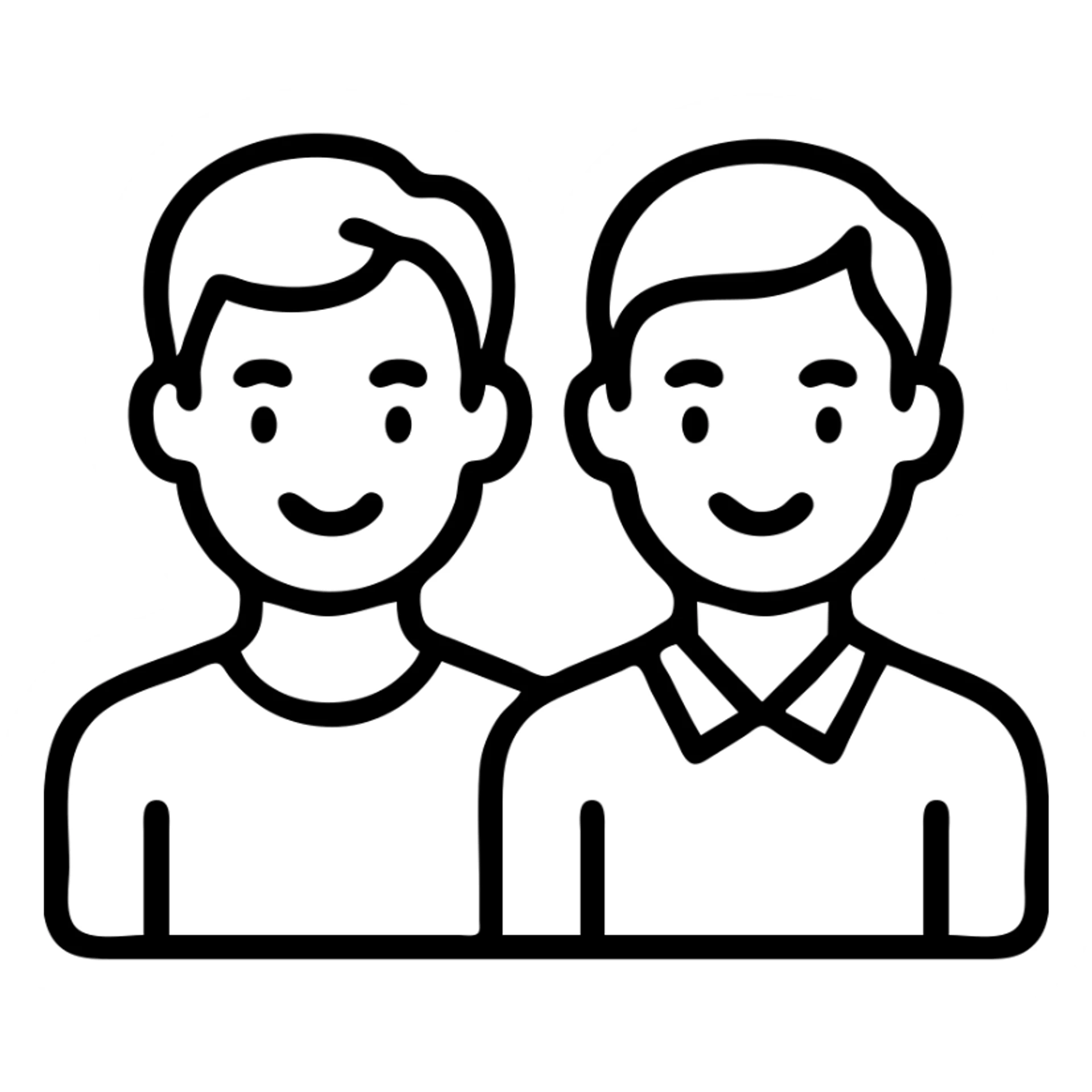asian gay couple, outlined icon style minimalistic line art sticker