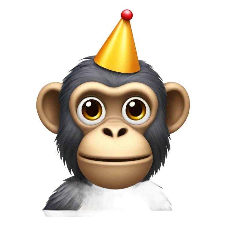 Party monkey with a party hat and a party popper sticker