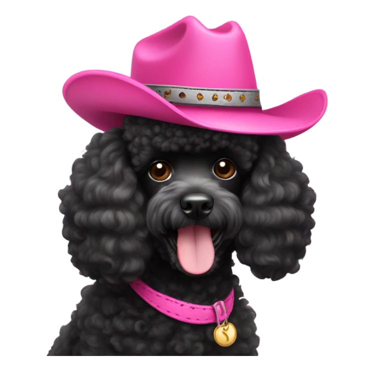 Black mini poodle with pink cowboy hat sticker