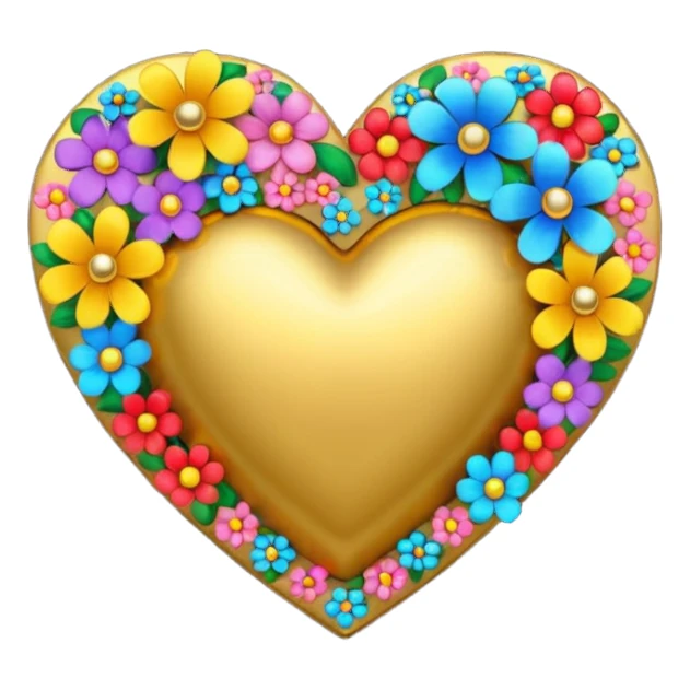 a golden heart studded with flowers sticker