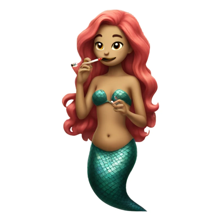 Mermaid smoking a cigarette sticker