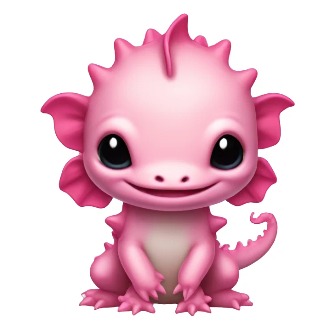 high detailed pink cute axolotl stitch chibi like Chinese dragon sticker