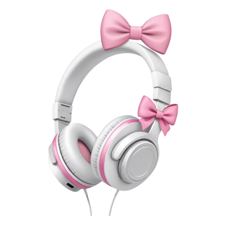 White headphones with pink bow sticker