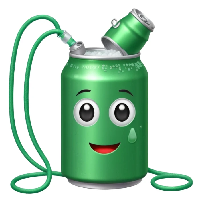 Green Soda can on leash of Salt Jug sticker