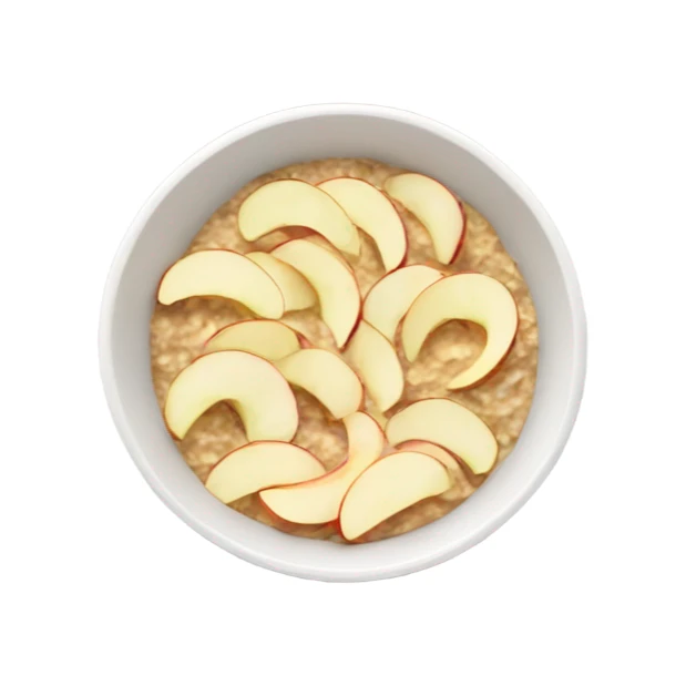 Create a bowl of oatmeal with apple slices sticker