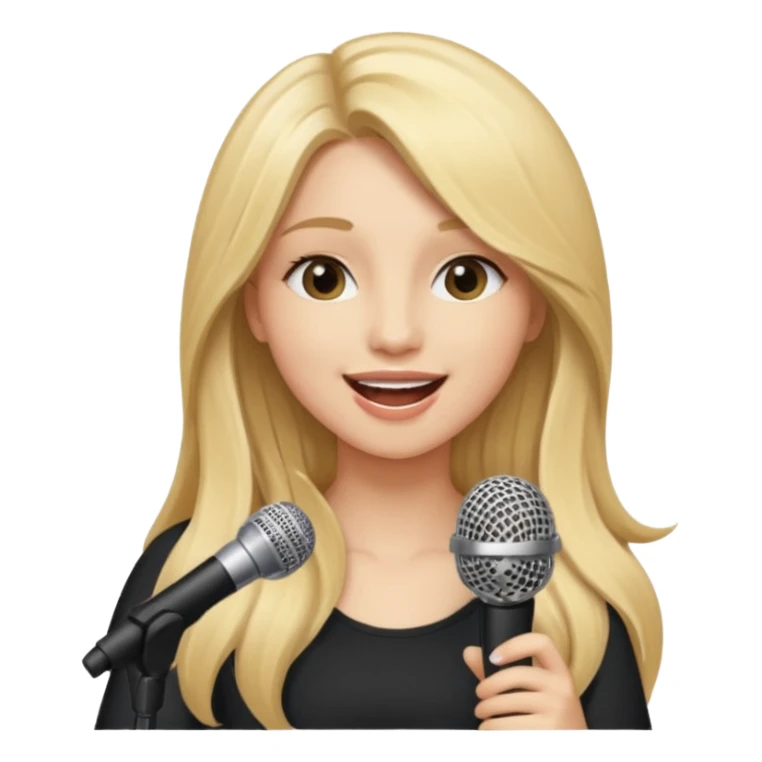 Singer Young woman – long blonde hair, around 20s,  singing into mic sticker