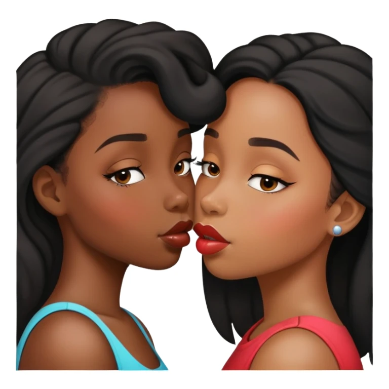 Black girl kissing another black girl  sticker