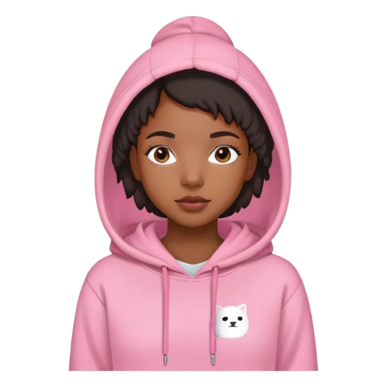 black girl wearing pink glossier hoodie sticker