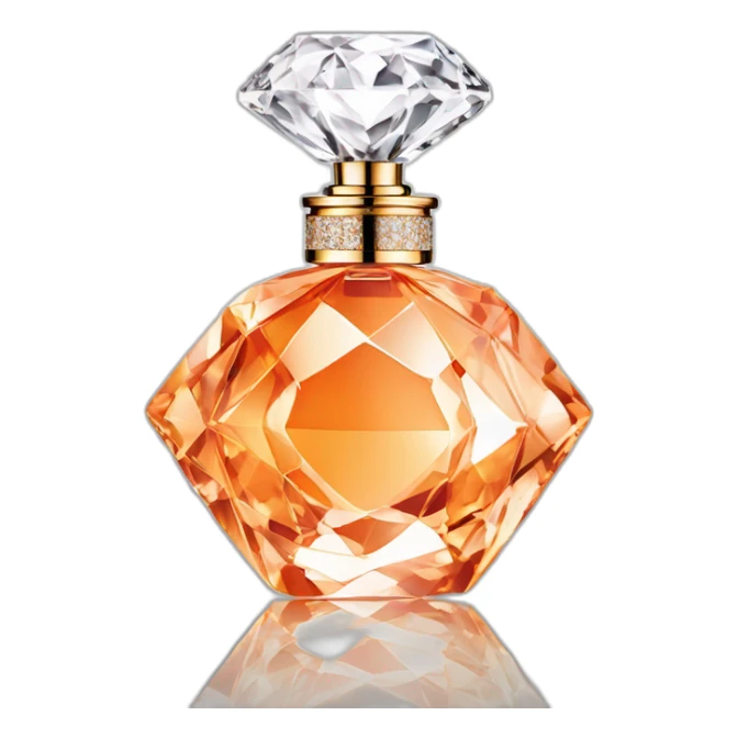 Iconic Luxury Diamond Cut Crystal Fragrance Bottle Orange Tint sticker