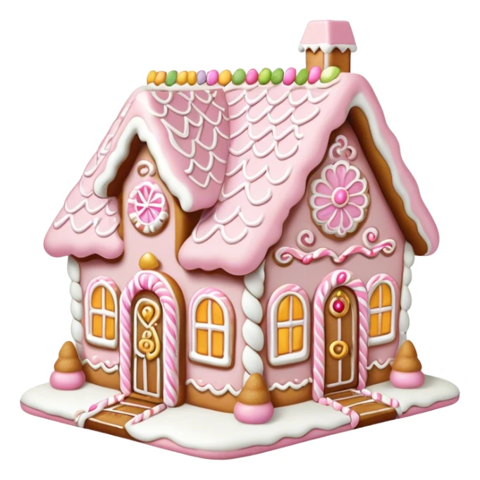 light pink and gold and white gingerbread house sticker