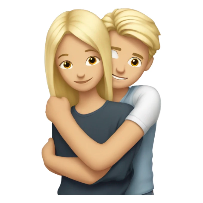 A blonde boy with a girl with blonde highlights hugging sticker