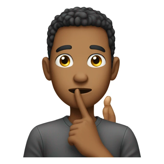 a young man guessing what it is with his one finger on his chin sticker