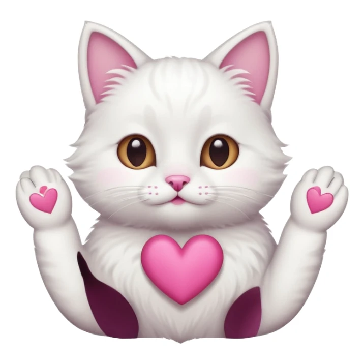 Cute white cat making heart shape with his hand above the head like this🙆‍♂️ sticker
