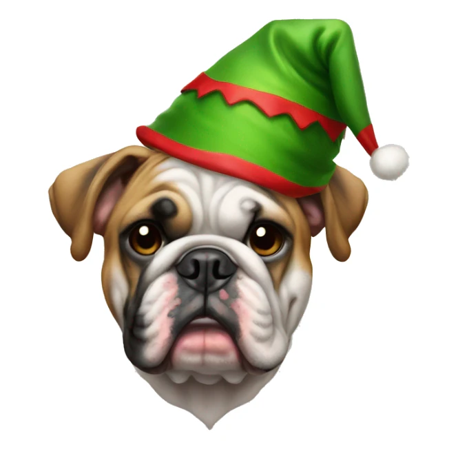 English bulldog dressed as elf sticker