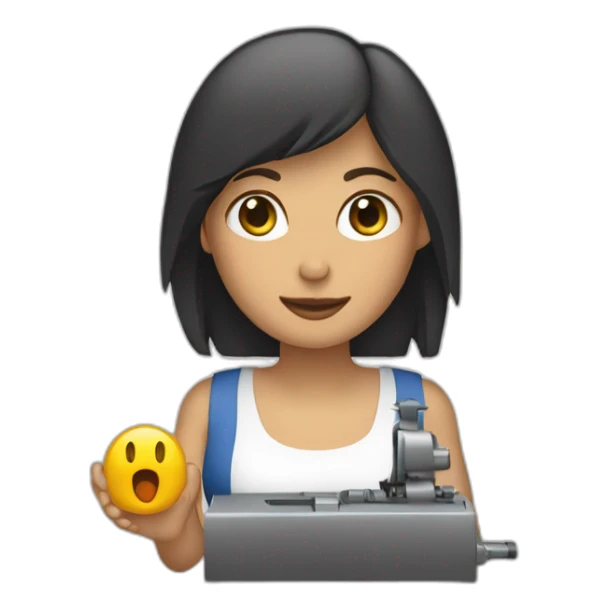 une femme qui a une machine sur sa main sticker