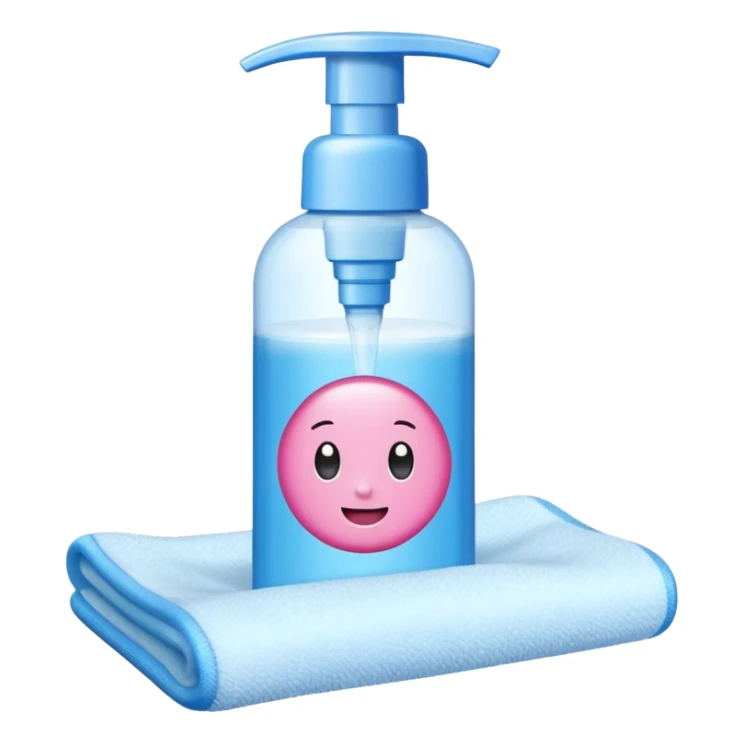 Soap, washcloth and kids shampoo sticker