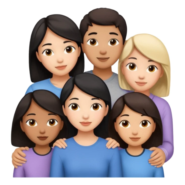 Friendship - relationship of mutual affection between people -  girls and a boy of various races with at least one asian girl. Show their necks, and shoulders please sticker