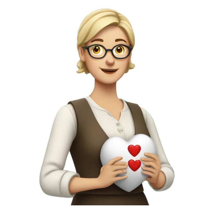 A European woman teacher holds her heart in her hands sticker