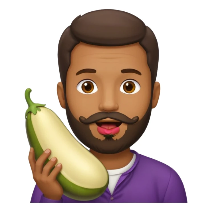 Dominican man with a beard as an eggplant in his mouth sticker
