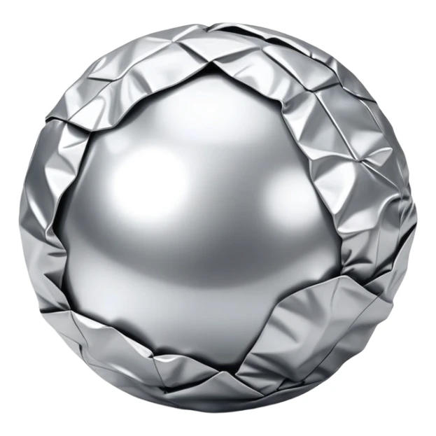 Perfectly smooth glossy metallic alloy shiny tin foil ball sticker