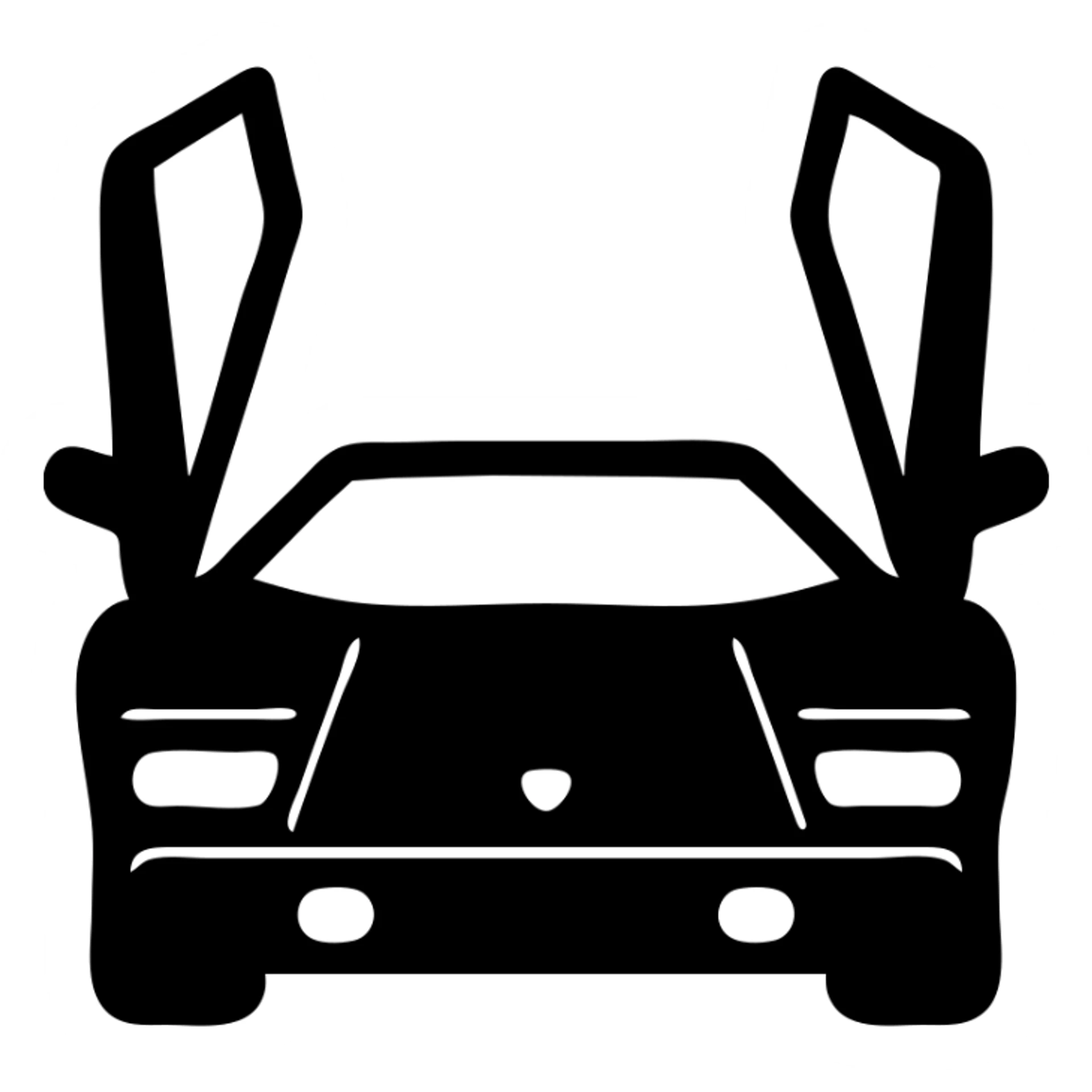 A Lamborghini Countach in a black filled icon style, with doors open. sticker