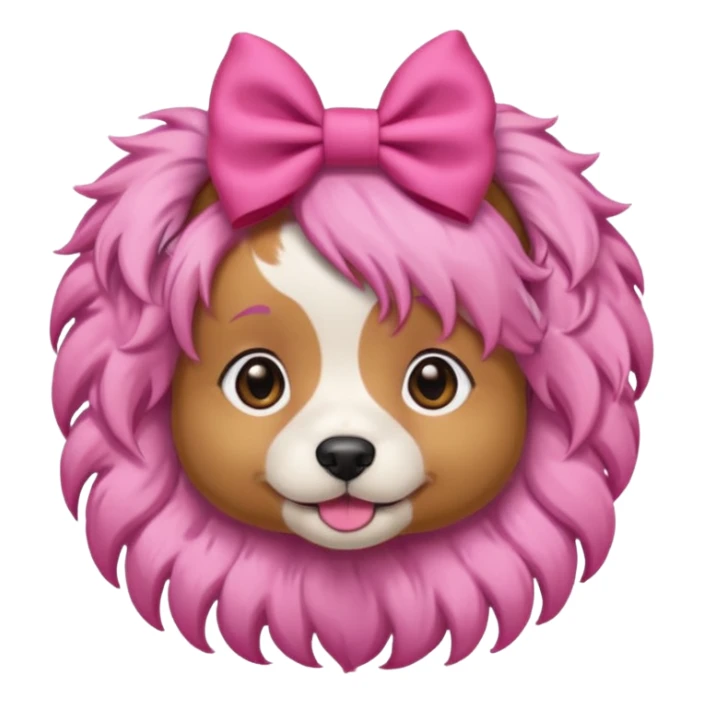 dog with pink hair and bow on head sticker