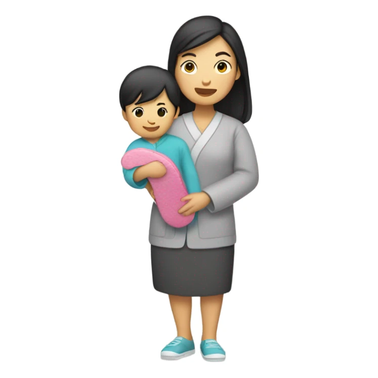  Asian mom with slipper in hand sticker