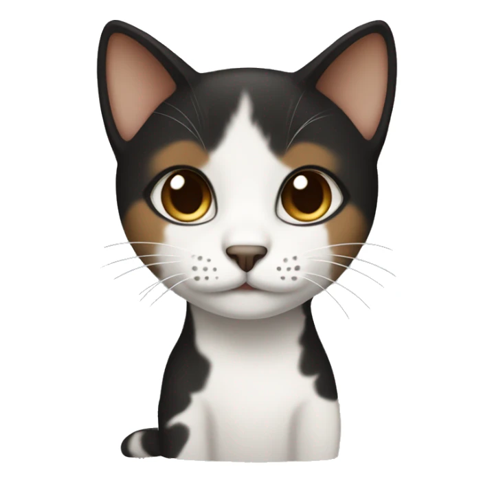 black, white and brown short hair small cat  sticker