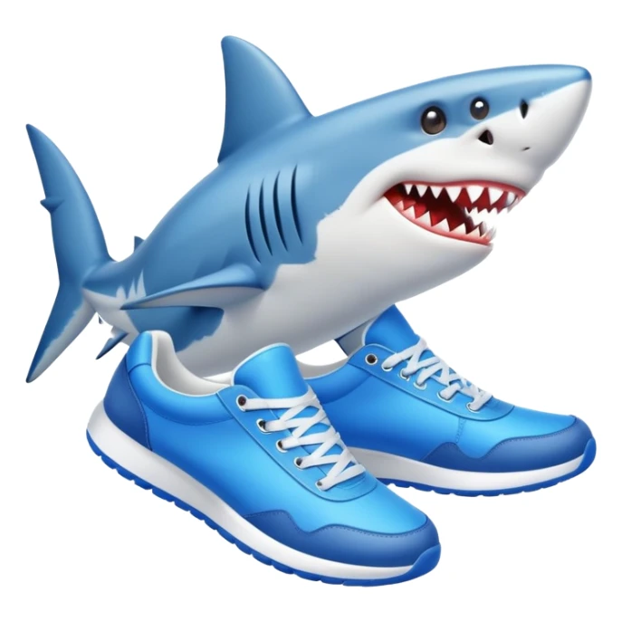 Me puedes hacer un tiburon con zapatillas azules sticker