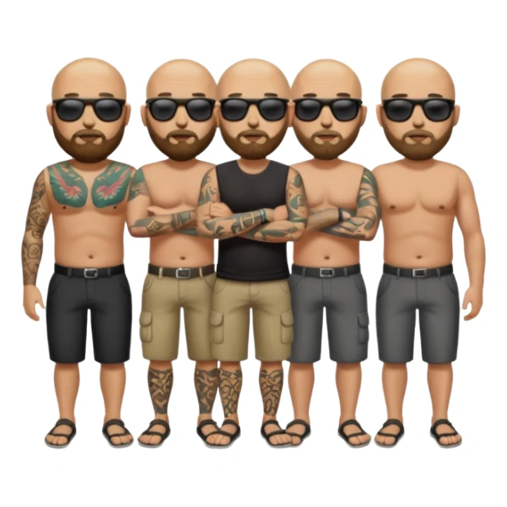   tattooed baldies with  bearded balcy body sticker