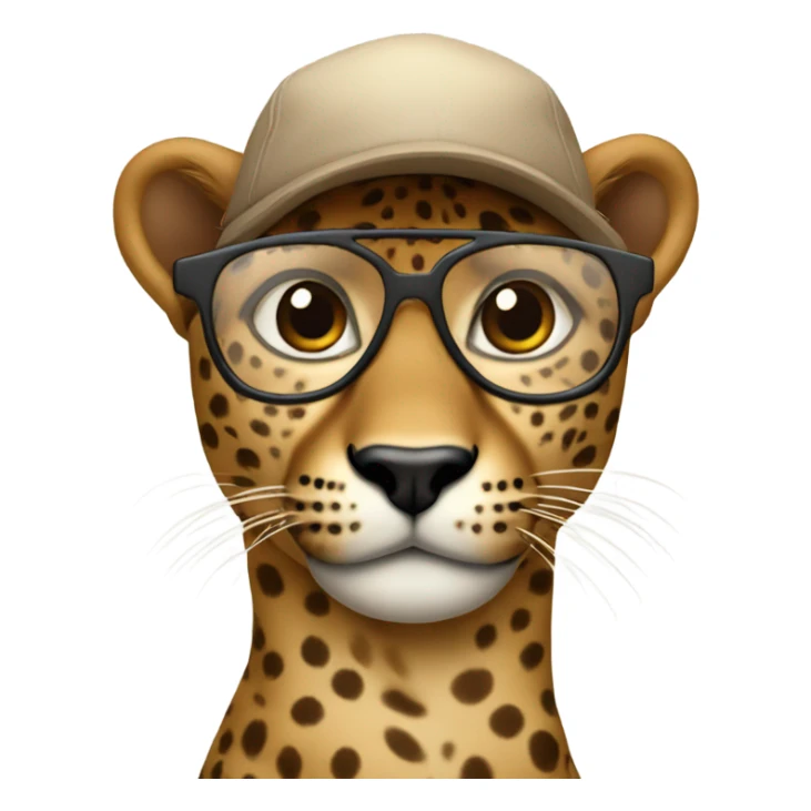 cheeta with brown cap, brown-lens glasses sticker