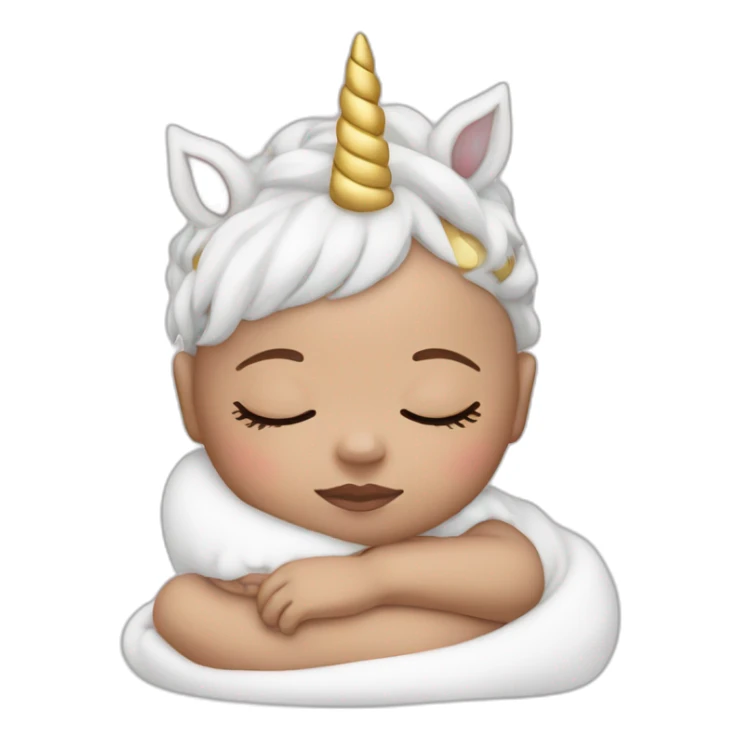 Sleeping white Newborn with unicorn headband sticker