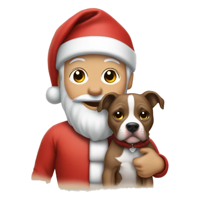 Santa clause holding a pit bull puppy sticker