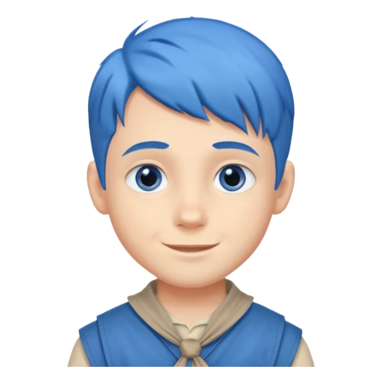 very handsome boy big blue eyes, scout boy with, blue hair  sticker