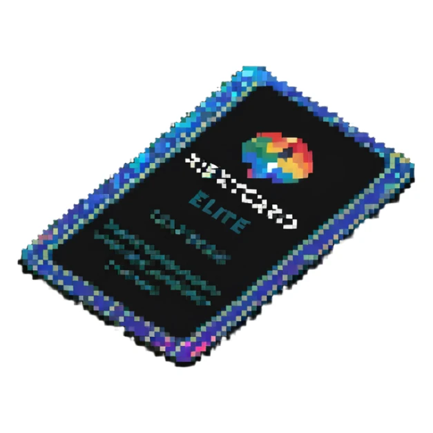 Elite keycard with holographic effect and special member text sticker