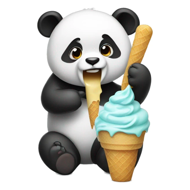Panda eating ice cream sticker