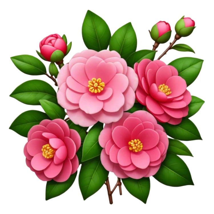 big bouquet Camellia flower, stem, leaf, more flower sticker