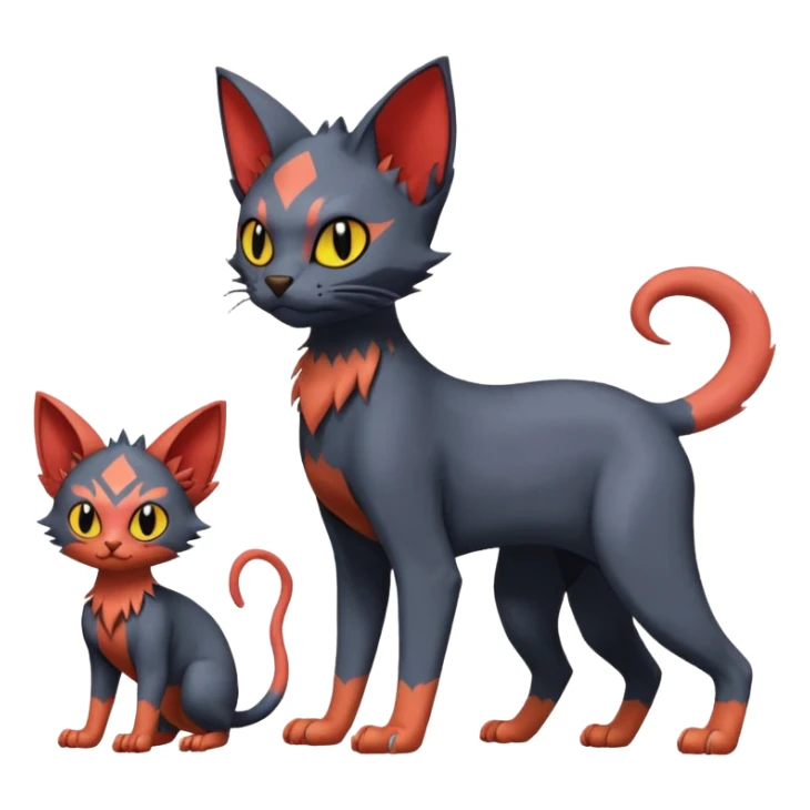 Lykoi-Sphynx-Nargacuga-Litten-Torracat-fusion-Fakemon-Pokémon-creature  sticker