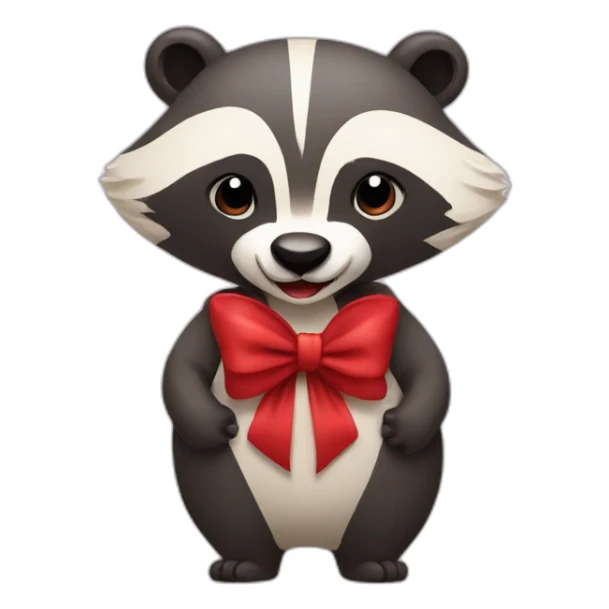 happy badger with red bow and dress sticker