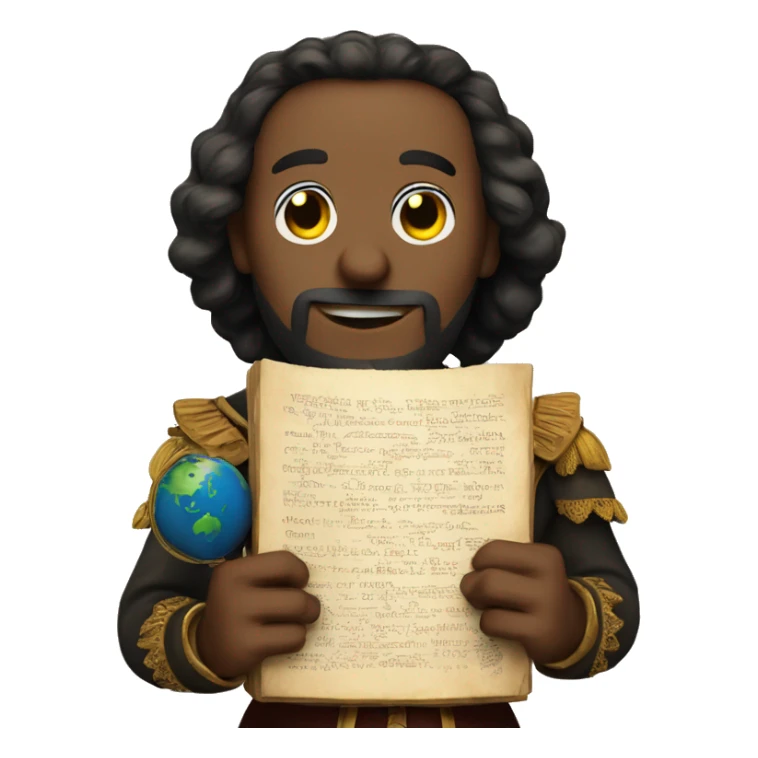 Shakespeare holds a globe in his hands sticker