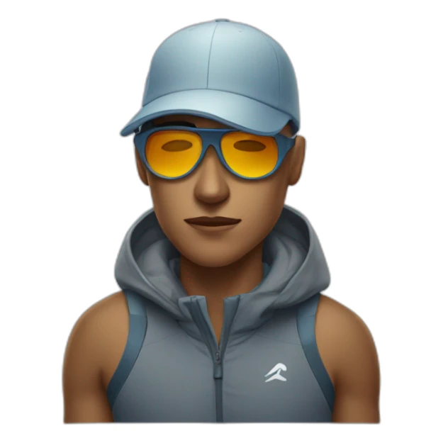 an exhausted runner wearing sunglasses a cap and winter shoes sticker