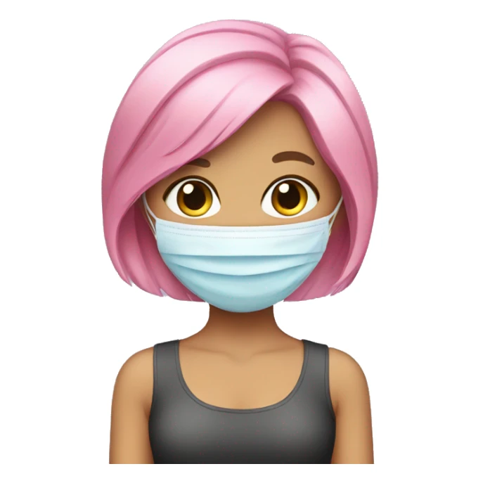 pink hair girl with a face mask sticker