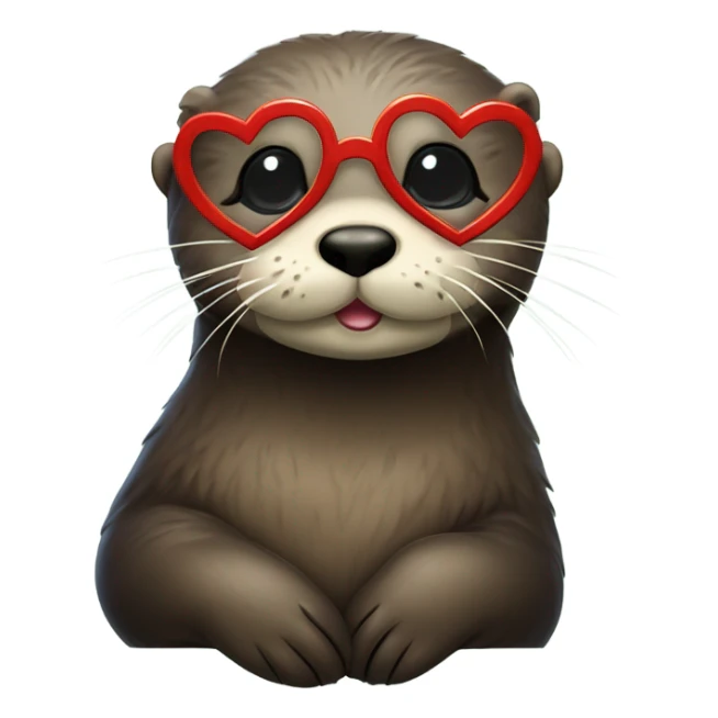 sea otter with heart glasses sticker