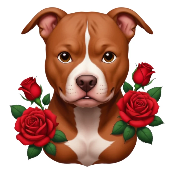 pitbull with red rose tattoo sticker