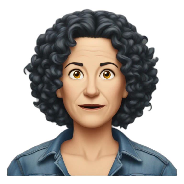 Susie Essman, annoyed, wearing all denim sticker