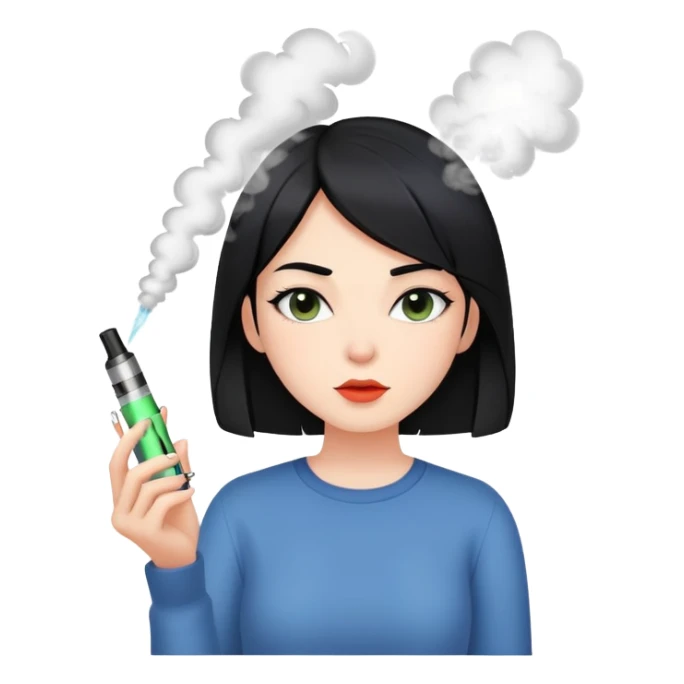 straight black hair girl with vape sticker