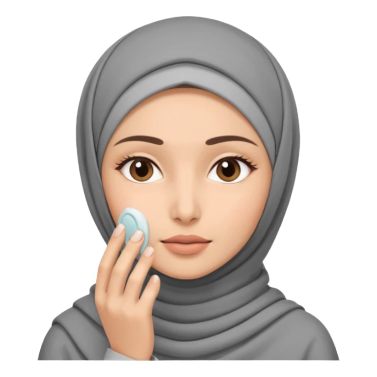wanita berhijab abu-abu lagi skincare di muka sticker